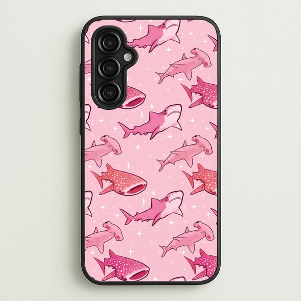 Pink Shark Pattern Phone Case - Galaxy A14 / Standard