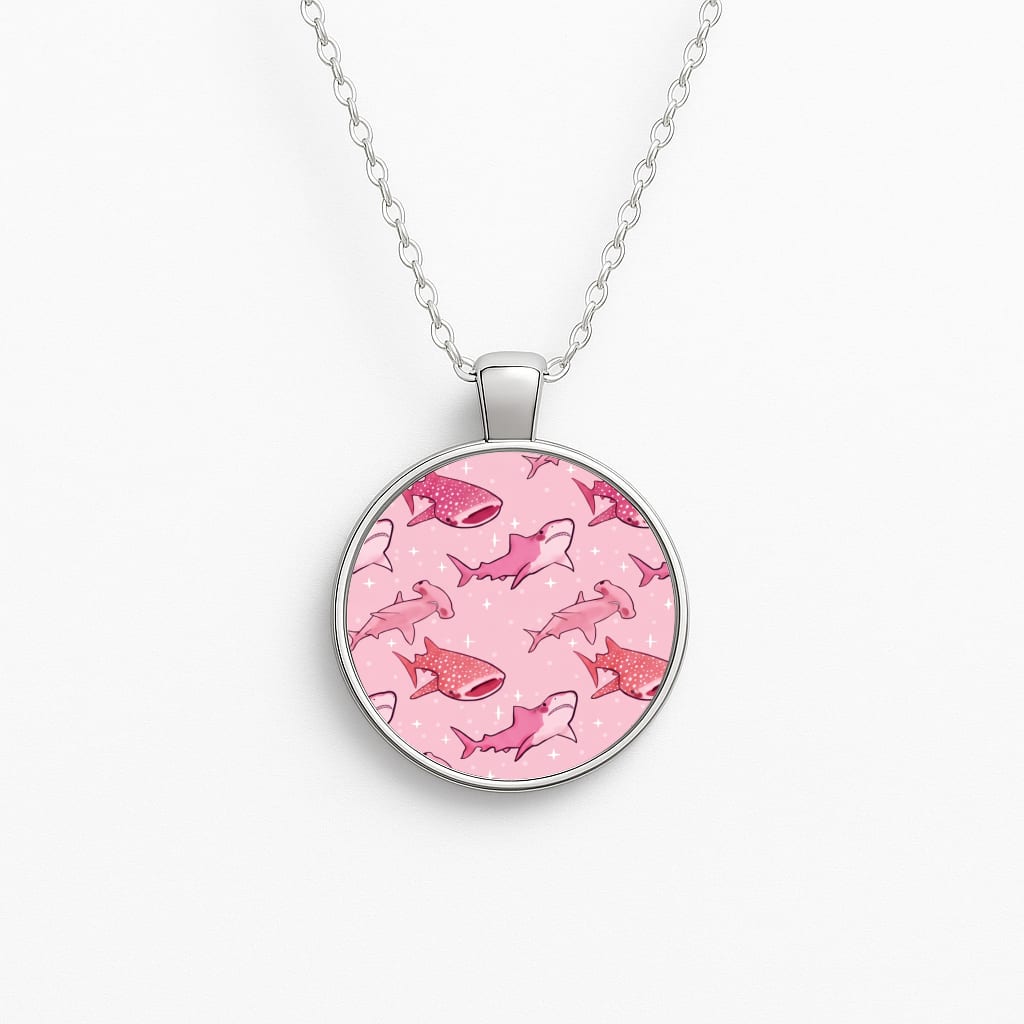 Pink Shark Pattern Necklace