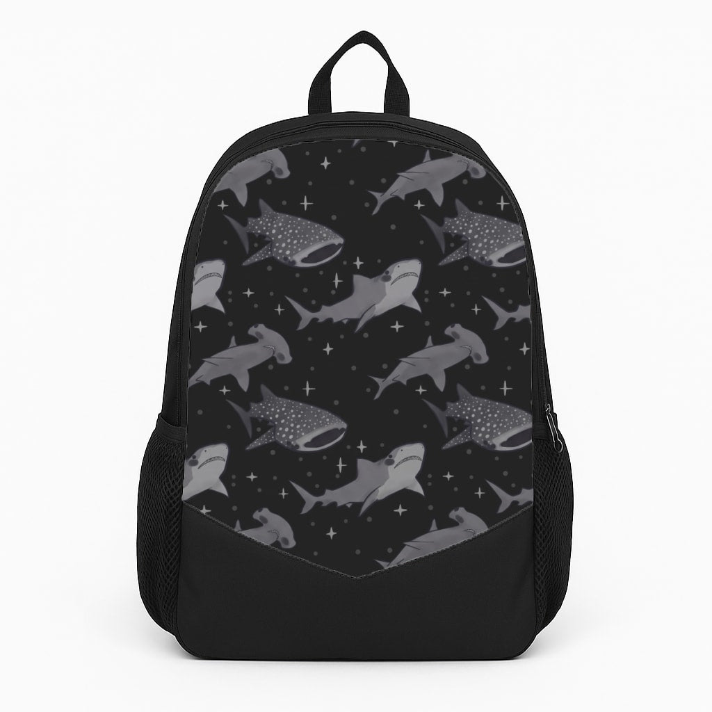 Black Shark Pattern Backpack