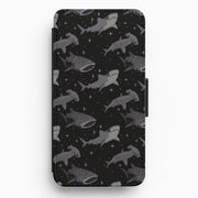 Black Shark Pattern Flip / Wallet Phone Case 1
