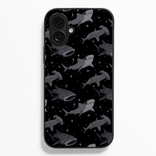 Black Shark Pattern Phone Case - iPhone 16 Plus / Standard