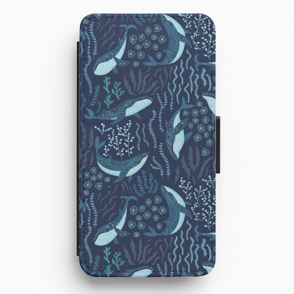 Midnight Whale Reef Flip / Wallet Phone Case
