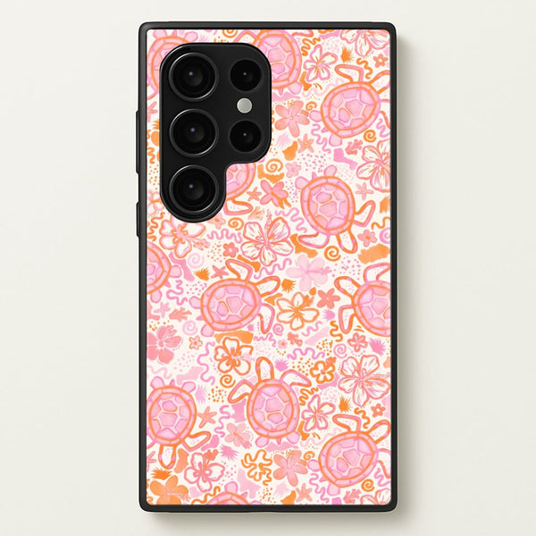 Coral Turtle Doodles Phone Case - Galaxy S24 Ultra / Standard