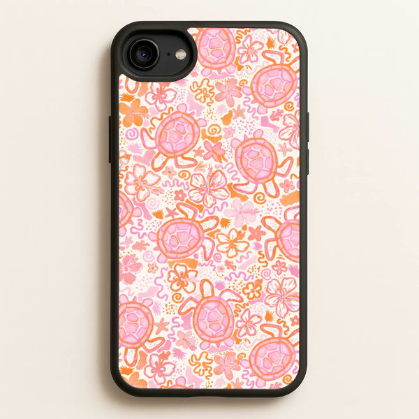 Coral Turtle Doodles Phone Case - iPhone 6 / 7 / 8 / SE / Standard