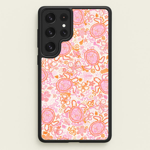 Coral Turtle Doodles Phone Case - Galaxy S23 Ultra / Standard