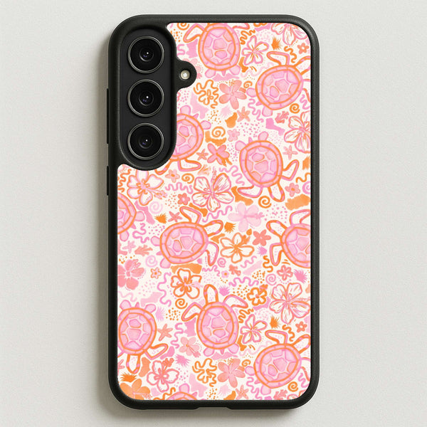 Coral Turtle Doodles Phone Case - Galaxy S25FE / Standard