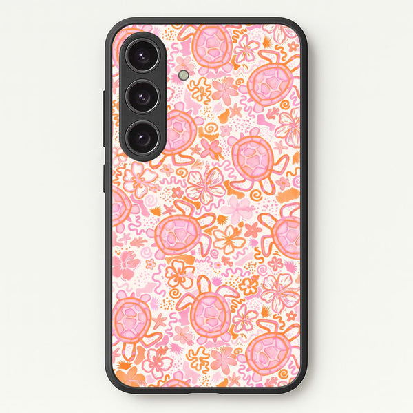 Coral Turtle Doodles Phone Case - Galaxy S24 Plus / Standard