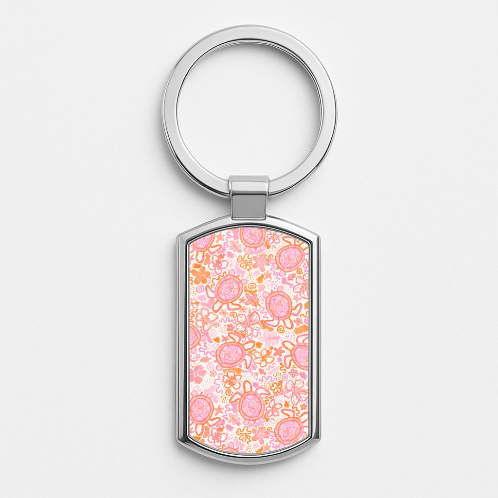 Coral Turtle Doodles Luxury Keyring