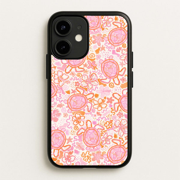 Coral Turtle Doodles Phone Case - iPhone 12 / 12 Pro / Standard