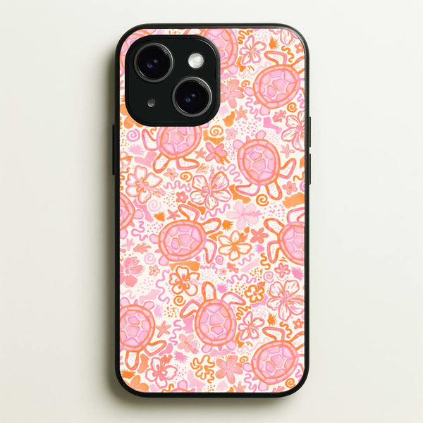 Coral Turtle Doodles Phone Case - iPhone 14 Plus / Standard