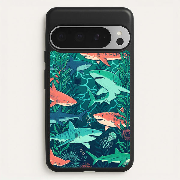 Retro Sharks Phone Case - Google Pixel 9 Pro XL / Standard
