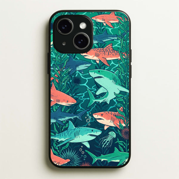 Retro Sharks Phone Case - iPhone 15 / Standard