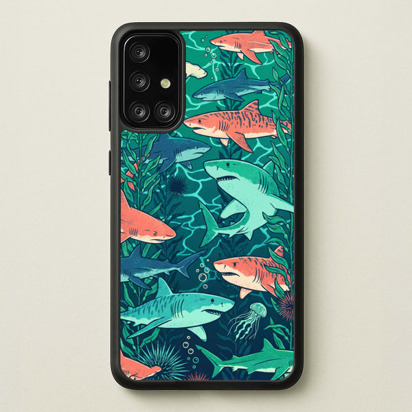 Retro Sharks Phone Case - Galaxy A71 / Standard