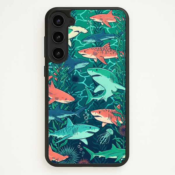 Retro Sharks Phone Case - Galaxy S23 Plus / Standard