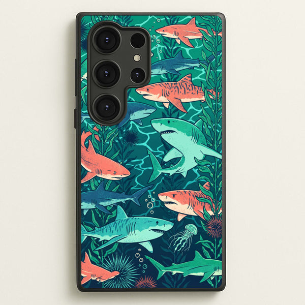 Retro Sharks Phone Case - Galaxy S25 Ultra / Standard