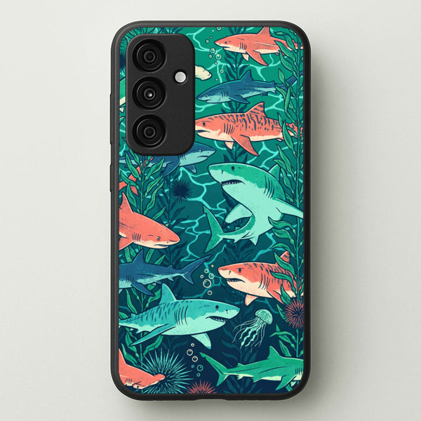 Retro Sharks Phone Case - Galaxy A55 / Standard