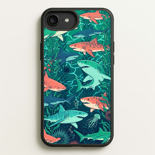 Retro Sharks Phone Case - iPhone 6 Plus / 7 Plus / 8 Plus / Standard