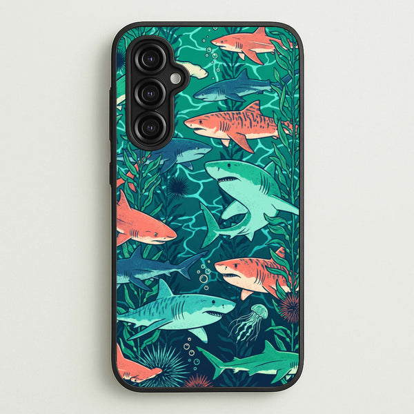 Retro Sharks Phone Case - Galaxy A14 / Standard