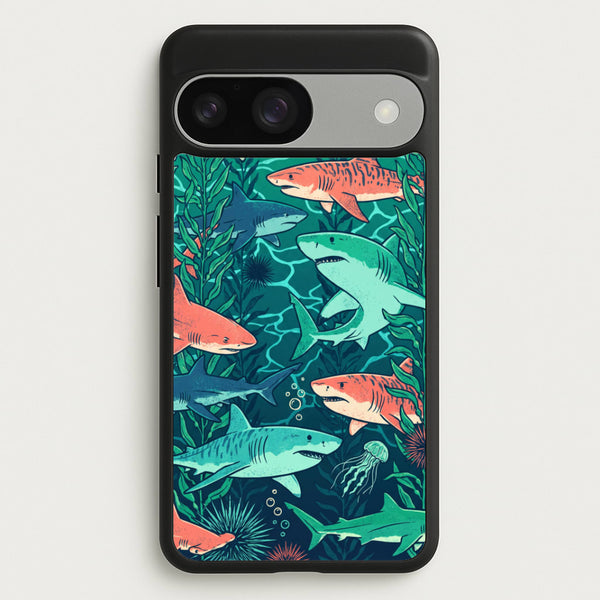 Retro Sharks Phone Case - Google Pixel 9 / 9 Pro / Standard