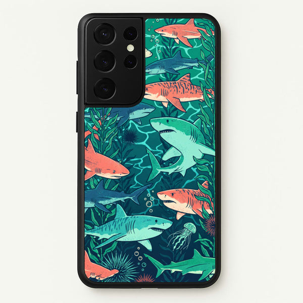 Retro Sharks Phone Case - Galaxy S21 Ultra / Standard