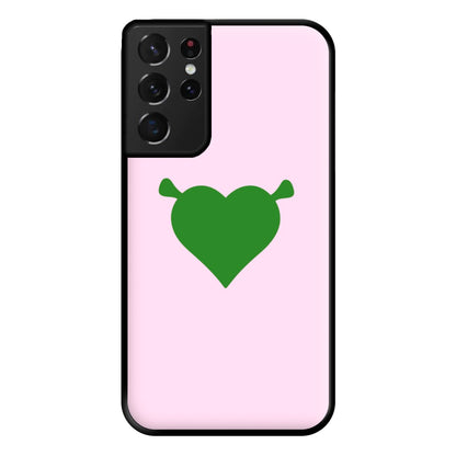 Green Ogre Heart Phone Case for Galaxy S21 Ultra