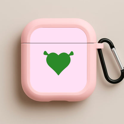 Green Ogre Heart Pink AirPods Case