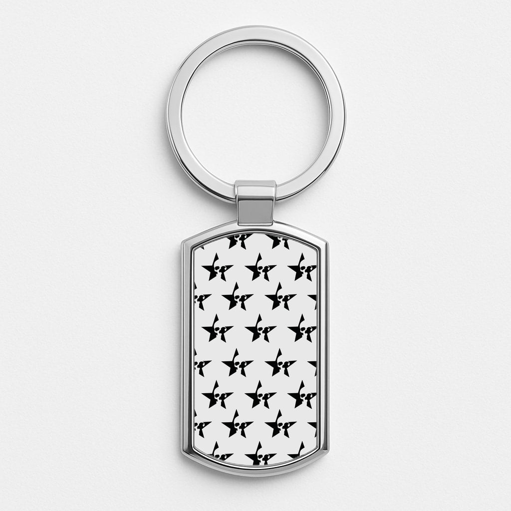 Skulls And Stars - Skate Aesthetic  Silver Keyring