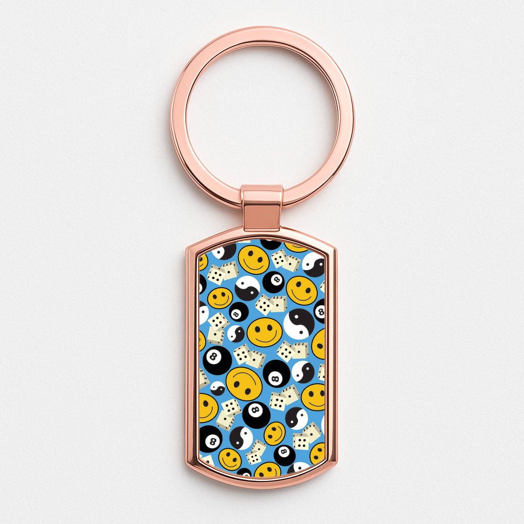 8 Ball Pattern - Skate Aesthetic  Rose Gold Keyring