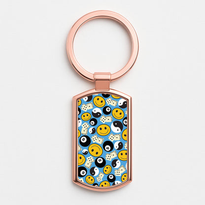 8 Ball Pattern - Skate Aesthetic  Rose Gold Keyring