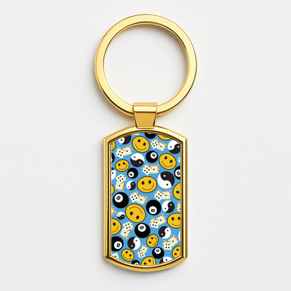 8 Ball Pattern - Skate Aesthetic  Gold Keyring