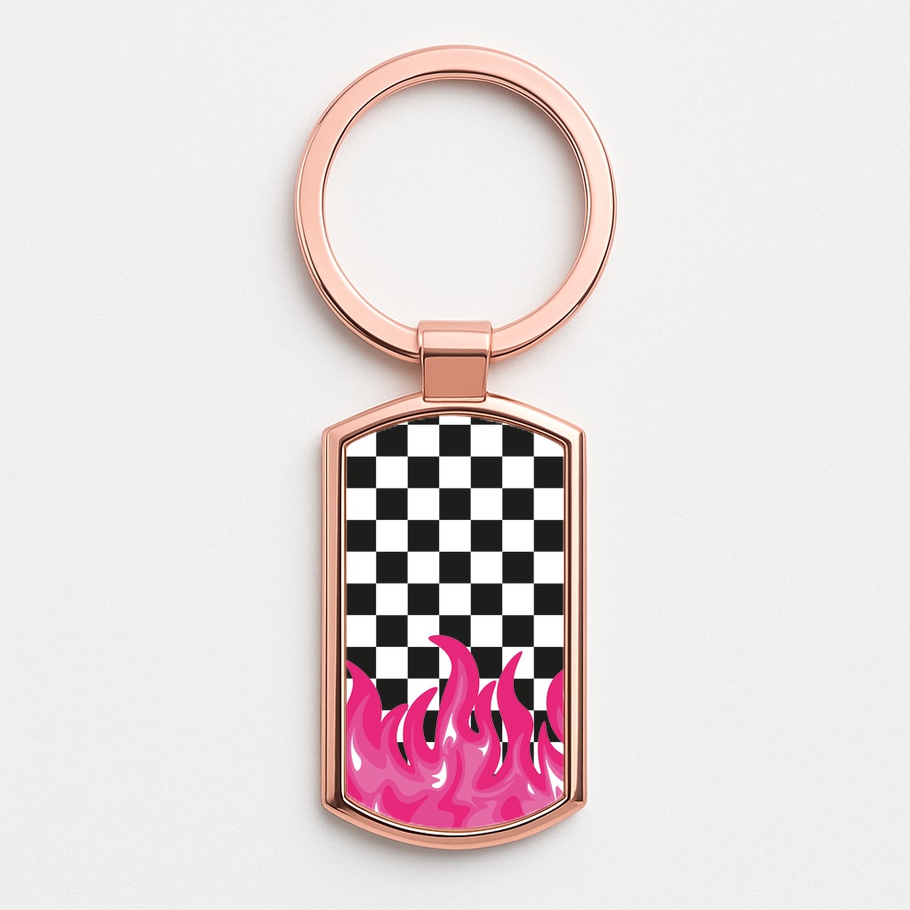 Pink Flame - Skate Aesthetic  Rose Gold Keyring