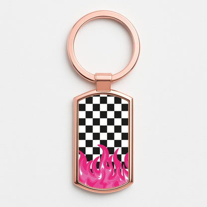 Pink Flame - Skate Aesthetic  Rose Gold Keyring
