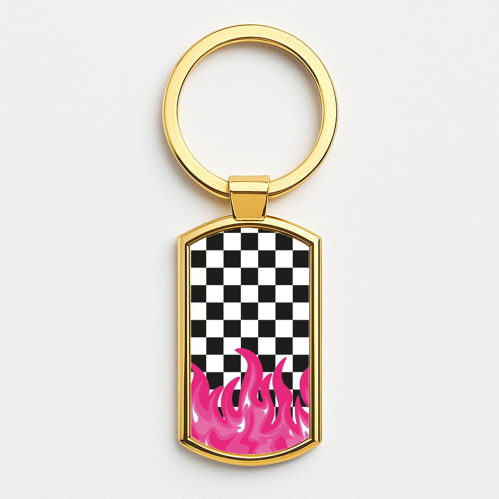 Pink Flame - Skate Aesthetic  Gold Keyring