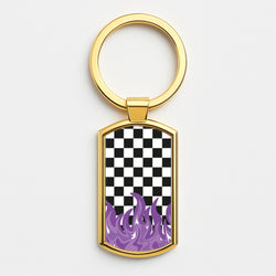Purple Flame - Skate Aesthetic  Gold Keyring