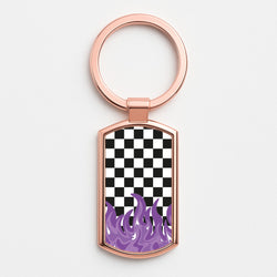 Purple Flame - Skate Aesthetic  Rose Gold Keyring
