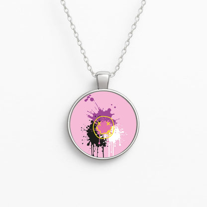 Pink Graffiti - Skate Aesthetic  Circle Necklace