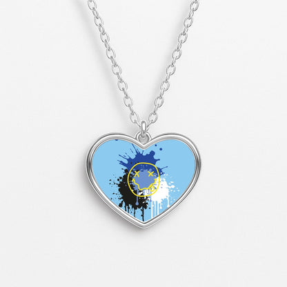 Blue Graffiti - Skate Aesthetic  Heart Necklace