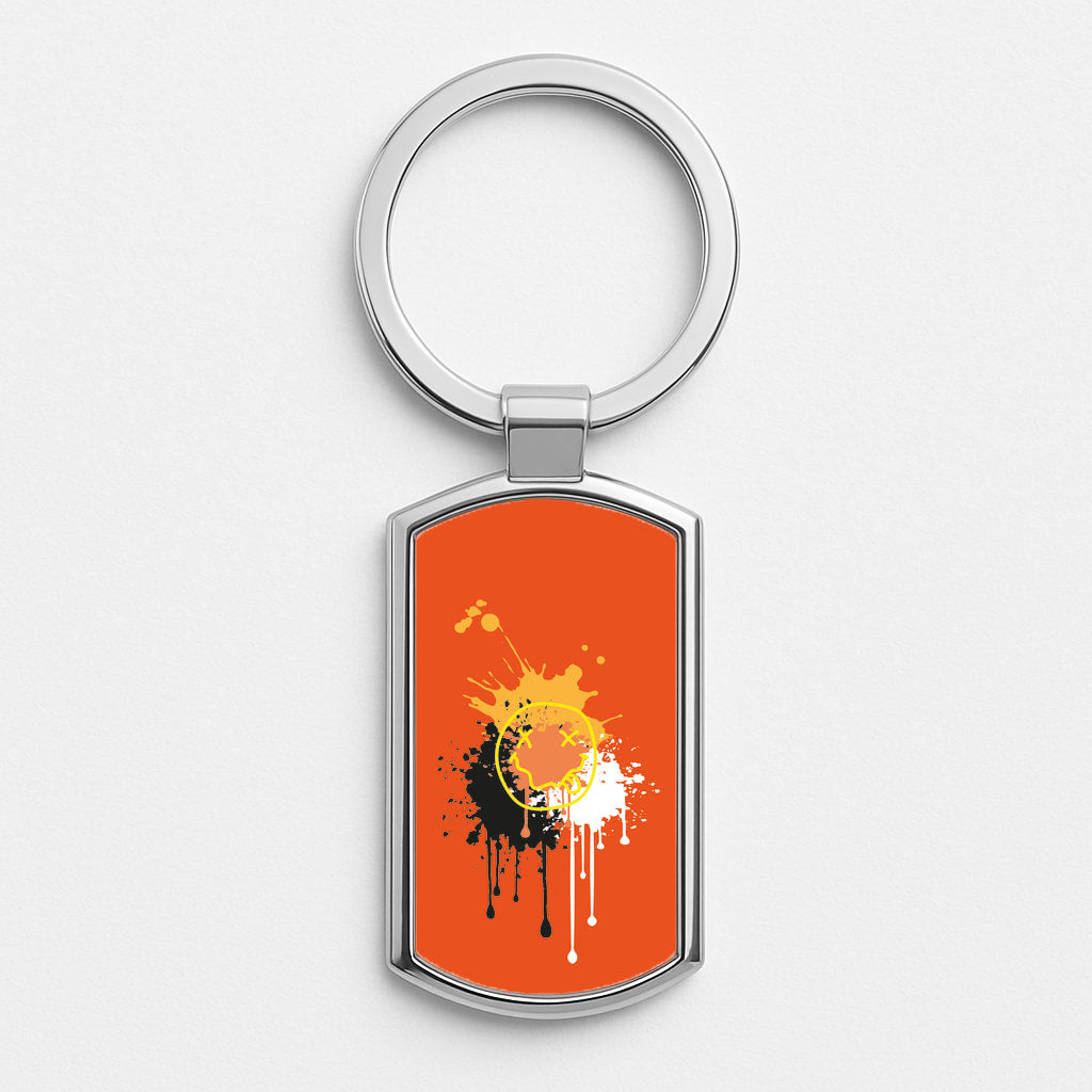 Orange Graffiti - Skate Aesthetic  Silver Keyring