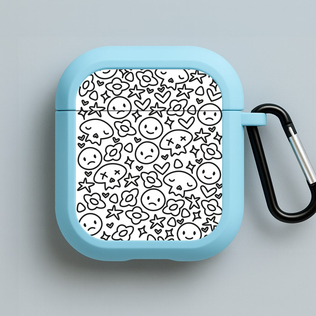 White Skulls - Skate Aesthetic  Blue AirPods Case