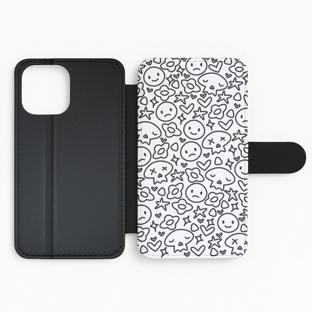White Skulls - Skate Aesthetic  Flip Phone Case