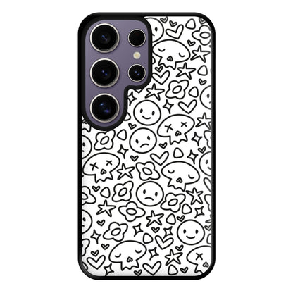 White Skulls - Skate Aesthetic  Phone Case for Galaxy S25 Ultra