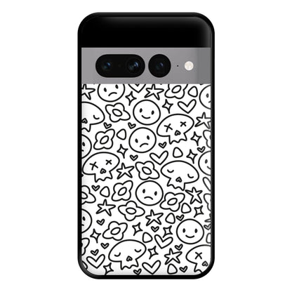 White Skulls - Skate Aesthetic  Phone Case for Google Pixel 7 Pro