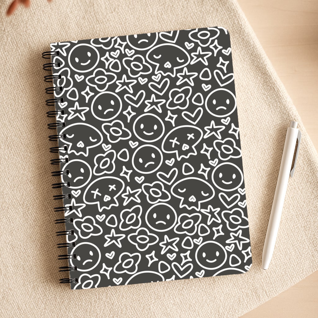 Black Skulls - Skate Aesthetic  Notepad
