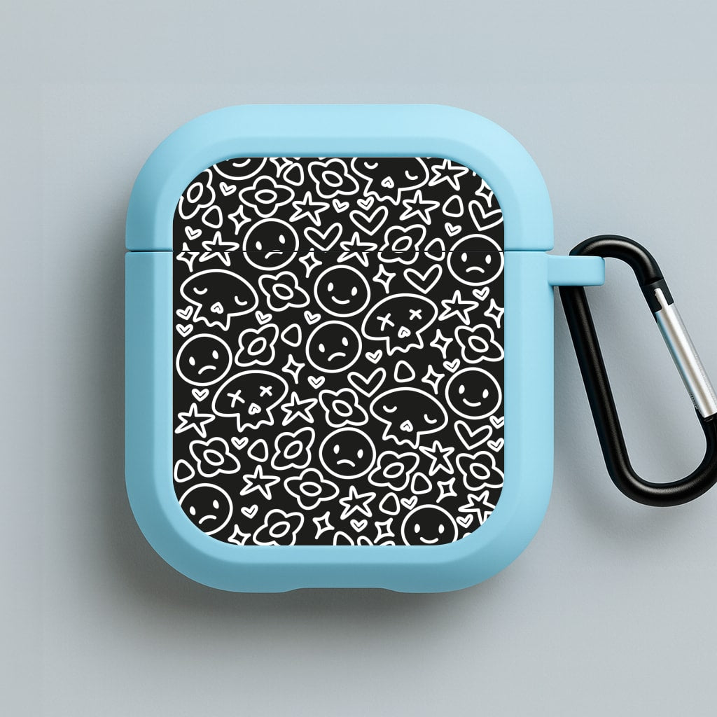 Black Skulls - Skate Aesthetic  Blue AirPods Case