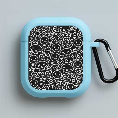 Black Skulls - Skate Aesthetic  Blue AirPods Case