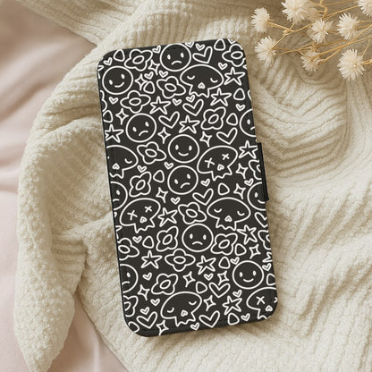 Black Skulls - Skate Aesthetic  Wallet Phone Case