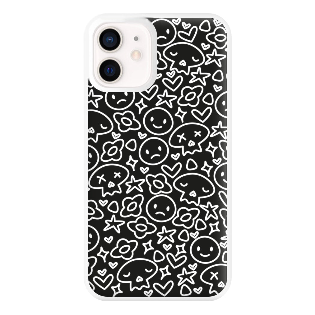 Black Skulls - Skate Aesthetic  Phone Case for iPhone 13 Mini