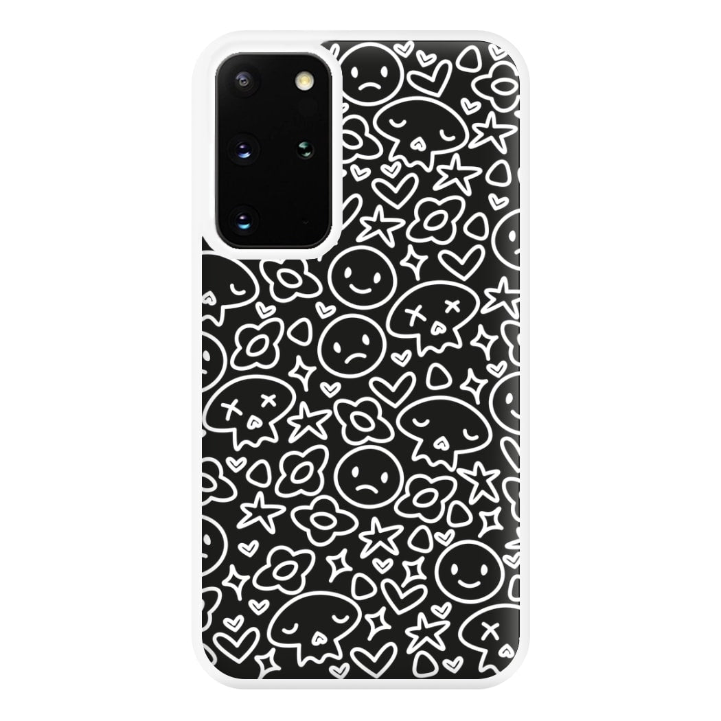 Black Skulls - Skate Aesthetic  Phone Case for Galaxy S20 Plus