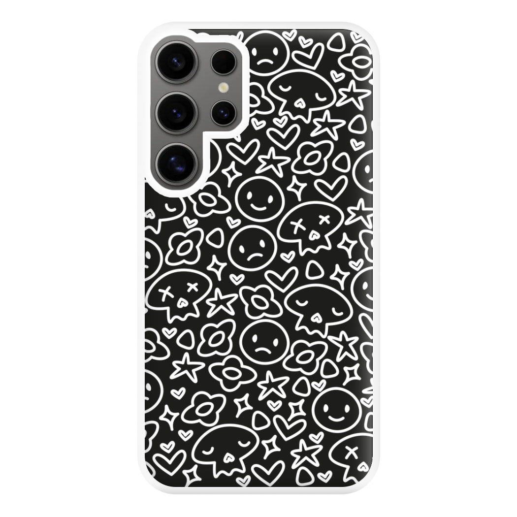 Black Skulls - Skate Aesthetic  Phone Case for Galaxy S24 Ultra