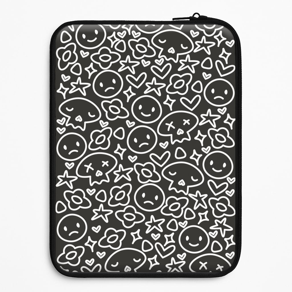 Black Skulls - Skate Aesthetic  Laptop Sleeve